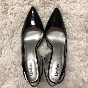 Black Patent Leather Sling-Back heels